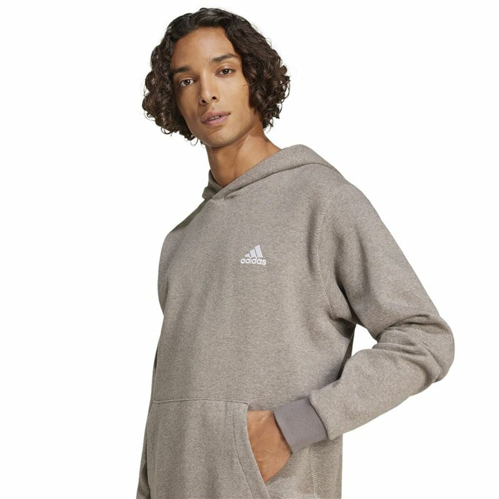 Men’s Hoodie Adidas Seasonal Essentials Melange Hoodie Brown Beige