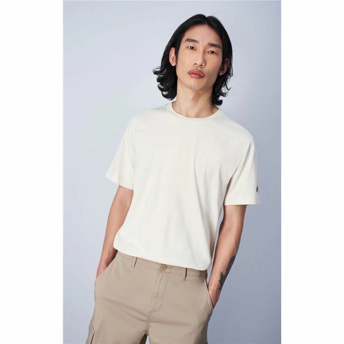 Men’s Short Sleeve T-Shirt Champion Crewneck Beige